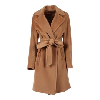 Max Mara Belted Coats, female, Brown, Size: XS Scire Coat