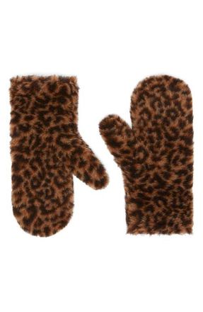 Max Mara Leopard Print Alpaca, Virgin Wool & Silk Mittens in Beige at Nordstrom, Size Medium