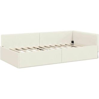 vidaXL Estructura de cama en esquina Crema 90 cm x 200 cm tela vidaXL