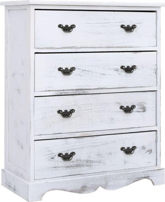vidaXL Drawer Cabinet White 60x30x75 cm Wood vidaXL