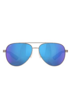 Costa 57mm Peli Polarized Mirrored Pilot Sunglasses in Gunmetal /Blue Mirror 580G at Nordstrom
