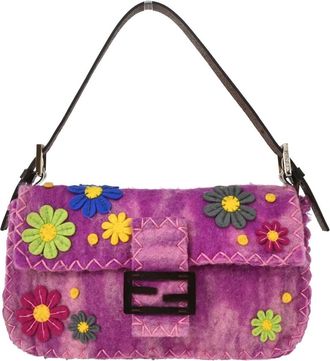 Fendi Baguette Bag Patent Purple Felt,Leather Handbag (Pre-Owned)