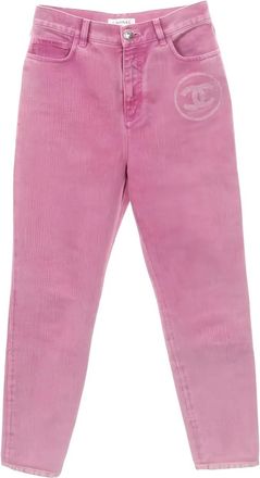 Chanel 1986-1988 logo-detail denim jeans - Pink