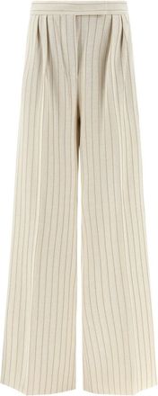 Max Mara Off White Loose Pleated Pants