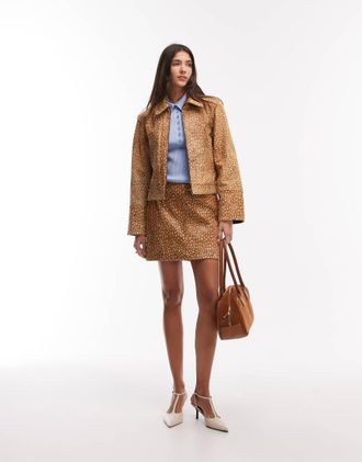 Jack & Jones Minigonna in cavallino con stampa maculata in coordinato-Marrone