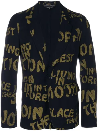 Comme Des Garçons Blazer con scritte all-over - Blu
