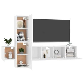 Berkfield Home Sturdy 5 Piece TV Cabinet Set White Engineered Wood