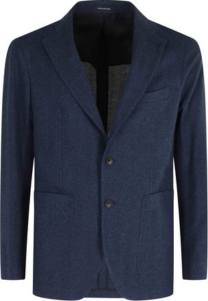 Tagliatore Blue Montecarlo Single-Breasted Cotton Jersey Blazer