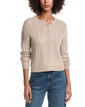 Fort&eacute; Cashmere Cable Wool & Cashmere-Blend Cardigan