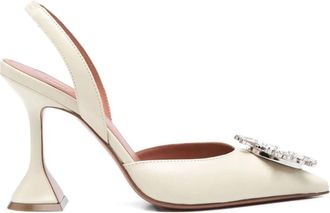 Amina Muaddi Begum Sling 95 - Dames - Pumps - Beige - 39 EU - Leer - Schoenen