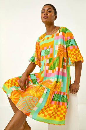 Roman Bright Printed Smock Dress