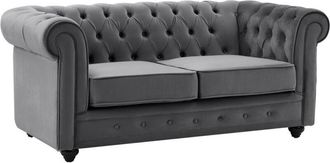 Vente-Unique Vente-unique - Divano 2 posti in Velluto Antracite - chesterfield
