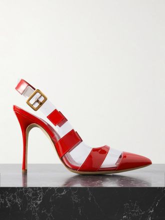 Manolo Blahnik D&eacute;collet&eacute; Slingback In Vernice E Pvc Uxra 105 - Rosso