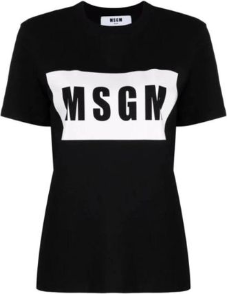 Msgm Logo Print T-shirt - Dames - T-shirts - Zwart - M - Katoen - Tops