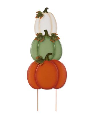 Glitzhome Handmade Set Of Three 36In Fall Stacked Pumpkin Yard Stakes