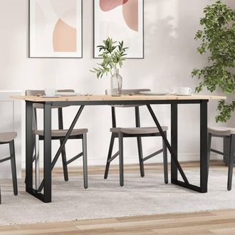 vidaXL Mesa De Comedor Marco O Madera Maciza Pino Y Acero 140x80x75cm Vidaxl