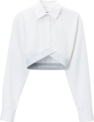 Alexander Wang logo-band cropped shirt - White