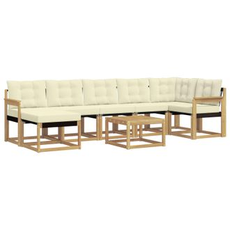vidaXL Conjunto De Sof&aacute;s De Exterior Con Coj&iacute;n 8 Pcs Blanco Y Crema Vidaxl
