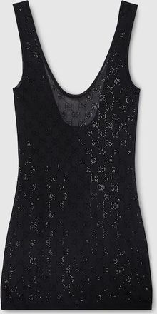 Gucci GG Crystal Embroidered Dress, Black, Ready-to-wear
