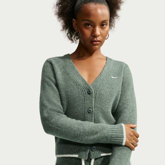 Nike Womens Nike Sportswear Chill Knit Slim Cardigan in Green | IM5513-303