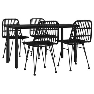 Berkfield Home Beautiful 5 Piece Garden Dining Set Black Poly Rattan