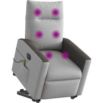 vidaXL Sill&oacute;n De Masaje El&eacute;ctrico Reclinable Elevable Tela Gris Nube Vidaxl
