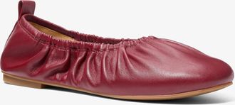 Michael Kors Bri Ruched Leather Ballet Flat