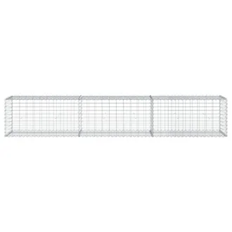 Berkfield Home Stunning Gabion Basket with Cover 300x50x50 cm Galvanised Iron in Silver | Size: 300 x 50 x 50 cm