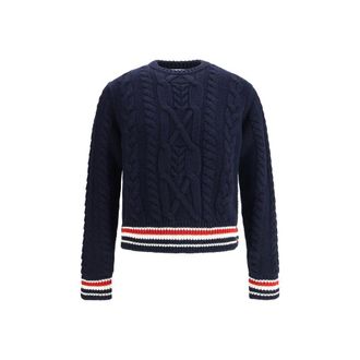 Thom Browne Blue Fleece Wool Mens Sweatshirt