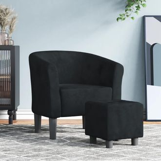 vidaXL Sill&oacute;n Con Taburete Terciopelo Negro Vidaxl