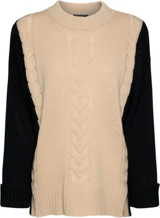 Elena Miro Maglia Girocollo Bicolore con Trecce - - Knitwear - Donna - Multicolore - S