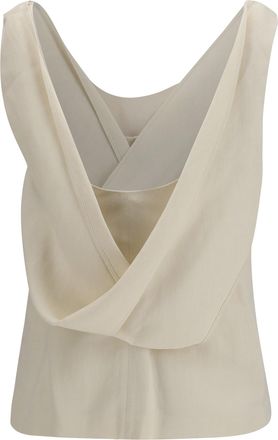 Brunello Cucinelli Womens Viscose And Linen Twill Top Panna