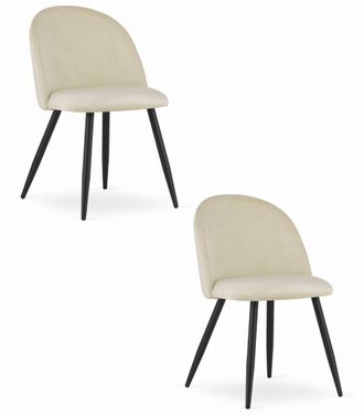 OEM Silla Bello - Terciopelo Beige / Patas Negras X 2