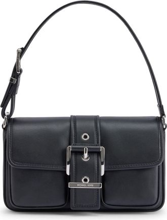 Michael Kors buckled leather shoulder bag - women - Leather/Polyester - One Size - Black