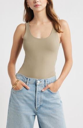 Open Edit Scoop Neck Bodysuit in Olive Trek at Nordstrom Rack, Size X-Small