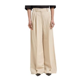 Max Mara Wide Trousers, female, Beige, Size: 2XS Veliero Wide Trousers