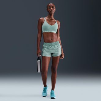 Nike Womens One Dri-FIT Mid-Rise 3 Brief-Lined Shorts in Green | IH7638-017
