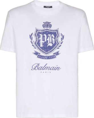 Balmain COLLEGE EMBLEM T SHIRT Size: XL, colour: WHITE