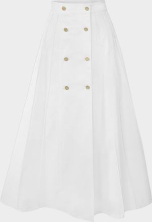 Carolina Herrera A-Line Sailor-Button Midi Skirt