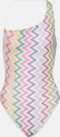 Missoni Costume intero monospalla in lamé a zig-zag