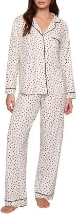 Eberjey Gisele Printed Long Pajamas in Heart To Heart Black/blk at Nordstrom, Size Xx-Large