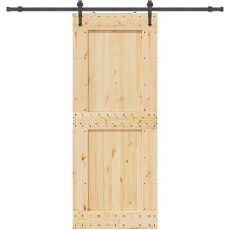 vidaXL Vidaxl - Puerta Corredera Con Herrajes Madera Maciza De Pino 90x210 Cm