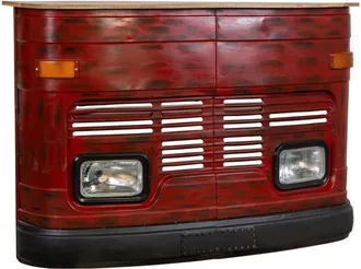 Wanderlust Deco Barra botellero furgoneta de madera y metal roja 153x47x105