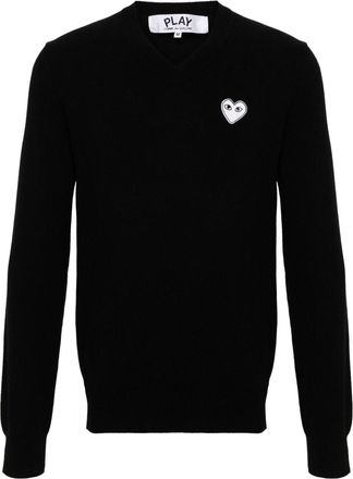 Comme Des Garçons heart-patch wool jumper - unisex - Wool - L - Black