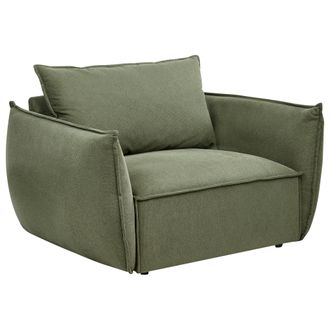 Beliani Beliani - Sill&oacute;n De Tela Bajo Asiento Profundo Y Ancho Respaldo Acolchado Acogedor Moderno Verde Kunes