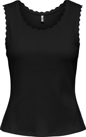 Only Tanktop ONLY ONLLUNI S/L TANK TOP CS JRS, Damen, Gr. XL, schwarz, Jersey, Obermaterial: 57% Baumwolle, 38% Polyester, 5% Elasthan, unifarben, regular 
