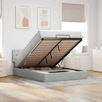 vidaXL Estructura Cama Otomana Colch&oacute;n Terciopelo Gris Claro 140x190cm