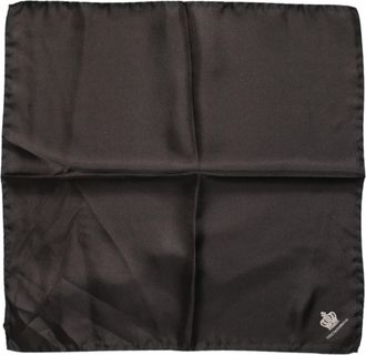 Dolce & Gabbana Bruine DG Crown Zijde Vierkante Mannen Foulard Sjaal