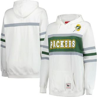 Mitchell & Ness Womens Mitchell & Ness White Green Bay Packers Plus Size Head Coach Throwback Pullover Hoodie at Nordstrom, Size 3X