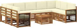 vidaXL Conjunto De Sof&aacute;s De Exterior 10 Uds. Natural Y Crema Vidaxl